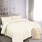 King Size Duvet Cover Set, 1000 TC 3 Pc Quilt Cover Set, Ivory Bedding Set, 100% Egyptian Cotton Duvet Covers, (1 Duvet Cover King Size, 2 Pillowcases), Luxury Egyptian Cotton Bedding.