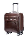 Clownfish Elite Series Laptop Trolley Bag | Overnighter Trolley Bags with Wheels for Travel | Business Cabin Crew Suitcase with Laptop Compartment | 18 inches| 29 litres | Brown