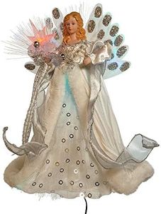 Kurt Adler LED Fiber Optic Angel Figurine, 12-Inch, White and Silver