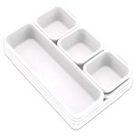 Addis 8pcs Interlocking Drawer Organiser Plastic Storage Trays Dividers for Kitchen Office Desk Make-Up Clothing Jewellery Craft Bathroom organising, White