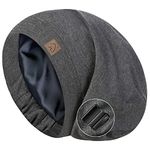 Hat Hut Silk Satin Sleep Cap Bonnet Hair Cover for Sleeping Silk Lined Beanie Hat for Natural Curly Hair Adjustable Night Cap (Dark Grey 1)