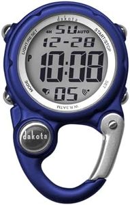 Dakota Digital Mini Clip, Alarm, StopWatch, Timer and Dual Time, Fob and Pocket Watch, Outdoor Gifts for Men and Women, Tactical Digital Clip on Watch - Blue