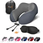 Neck Pillow for Travelling - Travel Pillow for Flights - Memory Foam Neck Pillow - Travel Neck Rest Pillows - Traveling Pillow for Men, Women Travelling Accessories, Lightweight, Portable, Grey