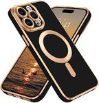 DUEDUE Magnetic Case for iPhone 14 Pro Max Case 6.7", Compatible with MagSafe Wireless Charging, Slim iPhone 14 Pro Max Case Luxury Plating with Full Camera Cover Protection, Black