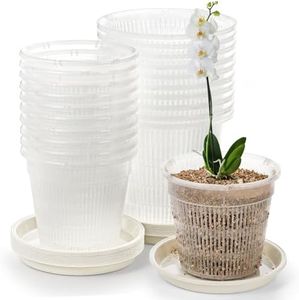 Peohud 20 Pack Plastic Orchid Pots with Holes, Orchid Breathable Slotted Plant Pots, Clear Planter Pots for Repotting Orchids Succulents Herbs, 5.5 / 4.3 Inches