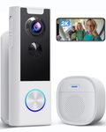 XTU Wireless Video Doorbell No Subscription-2K HD Security Doorbell Camera-Local/Cloud Storage with Multi-angle Bracket, Works with Alexa and Google Home (White)