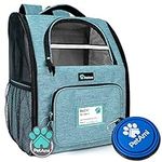 PetAmi Deluxe Pet Carrier Backpack for Small Cats and Dogs, Puppies | Reinforced Frame, Ventilated Design, Two-Sided Entry, Safety Cushion Back Support | for Travel, Hiking, Outdoor Use (Sea Blue)