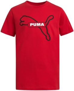 PUMA Boys' T-Shirt - Cat Logo T-Shirt for Boys - Athletic Crewneck Short Sleeve Tee (S-XL), Size Large, Red/Black