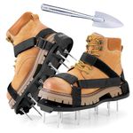 Ohuhu Lawn Aerator Shoes with Stainless Steel Shovel, Free-Installation Aerating Shoes with Hook & Loop Straps, Heavy Duty Spiked Aerating Sandals, One-Size-Fits-All for Yard Patio Garden Grass Lawn