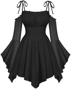 Womens Renaissance Fairy Dress A Line Boho Corset Dress Black S