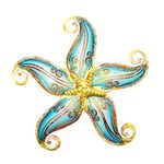 POXOHO 12" Metal Starfish Wall Decor, Hand-Made Hollow Sea Wave Pattern Art Wall, Outdoor Hanging Glass Wall Sculpture, Suitable for Home, Garden, Living Room, Bathroom Wall Decoration