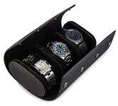 BROWN BEAR Genuine Leather Watch Box Organizer for Men and Women- 3 Watch Storage with Adjustable & Removable Pillows Black