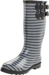 Chooka Women's Premium Stripe Rain Boot, Black/Charcoal, 8 UK