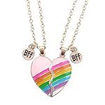 Friendship Best Friend Pendant Necklace for 2 Girls, Rainbow Heart Bff Necklace, Friendship Gifts Necklace for Side by Side Best Friends, BFF Birthday Christmas Graduation Present (GOLD) Y3PYXLJ