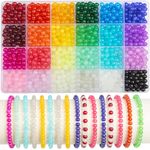 1200PCS 6mm Crystal Round Beads for Jewelry Making Glass Beads Round Crystal Beads for Bracelets and DIY Crafts,24 Colors