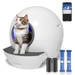 Nafcefi Self Cleaning Litter Box with 2 Packs Cat Litter Automatic Cat Litter Box Large Litter Box with App Control, Odor Isolation and Safety System for Cats White