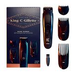 Gillette King C. Gillette Cordless Mens Beard Trimmer Kit with Lifetime Sharp Blades and 3 Interchangeable Combs, Multicolor