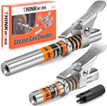 THINKWORK 2PC Grease Gun Coupler, 0.53" Grease Gun Tips, Strong Lock & Extra Reach Grease Coupler, 12000 PSI Quick Release Grease Coupler, Compatible with All Grease Guns 1/8" NPT Grease Gun Fitting