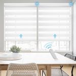 Grandekor Motorized Zebra Blinds with Remote Control, Smart Blinds Custom Size Automatic Blinds for Windows, Electric Zebra Shades, White, 46" Wx72 H