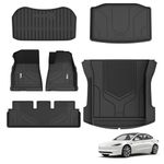 3W Floor Mats & Boot Liner Fit for Tesla Model 3 2021 2022 2023, All Weather TPE Dog Friendly Mats, Custom Fit Tesla Model 3 Car Liner, Waterproof Non Slip, Easy to Install Car Accessories (6 PCS)