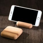 Purewords Lightweight Wooden Wood Stand Dock Holder for Cell Smart Phone | Compatible with and for iPhone Android Xiaomi Huawei and Samsung Mobile Phone (8x8x2-Rounded Edges)