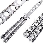 Butterfly Knife - Practice Butterfly Knife Trainer - Balisong Trainer - Balisong Butterfly Knives NOT Real NOT Sharp Blade - Silver Dull Trick Butterfly Knife - Training Fidget Toy CSGO K16-S