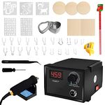 Pyrography Machine Soldering Iron Set 60W LCD Wood Burner Set Temperature Adjustable with 21 Pyrography Wire Tips for Wood Leather Gourd