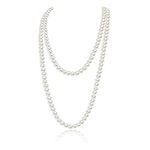 TSHAOUN Long Pearl Necklace, Necklace 1920s Artificial Pearl Necklace Great Gatsby Drop Choker Beads Vintage Fashion Necklace for Brides Wedding Party Accessories,150cm Pearls Necklace (150cm)