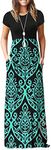 MISFAY Women Short Sleeve Loose Plain Maxi Dresses Casual Long Dresses Pockets, Black Green, Large