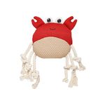 FURRY CASTLE Knitted Crab Dog Toy 100% Polyester with Crinkle and Squeakers- Red