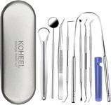 KOHEEL Dental Tools with Metal Case, Teeth Cleaning Tools Set, Remove Plaque, Oral Care Hygiene Kit with Tongue Scraper, Tartar Scraper, Gum Cleaner, Dental Probe and Dental Tweezer (1 Pack)