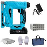 Nail Gun Cordless with Battery, 2in1 Adjustable Nail Guns for Wood Cordless with Storage Bag,1000 Straight Nails, 1000 Staples, Charger, Gloves, Battery Nail Gun for Carpentry, Upholstery, Woodworking