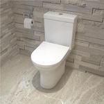 MYB Bathroom Close Coupled Toilet Slim Soft Close Seat (PP) WC Pan Cistern