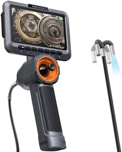 Teslong 360 Articulating Borescope with Light, 5'' Monitor Industrial Inspection Camera with 4-Way Joystick Articulation, HD Endoscope Camera for Automotive, Pipes, and Mechanics (0.24inch-5FT)