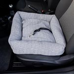 AllPetSolutions Travel Pet Dog/Cat Puppy Car Bed Safety Booster Seat Protector with Non-Slip Bottom & Washable Cover in Grey