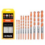 Overlord Punching Masonry Drill Bits Set for Tile, Brick, Cement, Concrete, Glass, Plastic, Cinder Block, Wood, Metal etc,Chrome Plated with Industrial Strength Carbide Tips (10 Pack) by Fryic