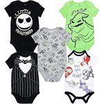 Disney Nightmare Before Christmas Sally Jack Skellington Baby Girls 5 Pack Bodysuits Newborn to Infant, Multi, 6-9 Months