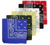 BOOLAVARD 100% Cotton, 1, 6 or 12 Bandanas with Original Paisley Pattern Choice of Scarf Wrap Headwear/Wrap Hair Head Neck Ribbon Head (6 Mixed Order 3)