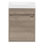 Spring Mill Cabinets Kambree Small Floating Bathroom Vanity with 1-Door Cabinet and White Sink Top, 15.75" W x 8.66" D x 22.13" H, Forest Elm