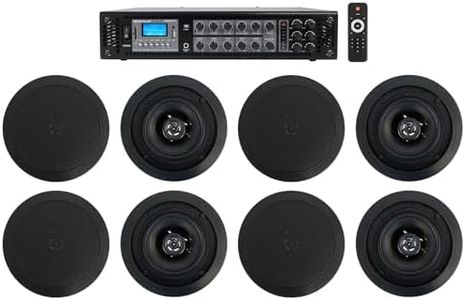 Home Audio System+8 5.25" Black Ceiling Speakers 4 Bedroom/Living Room/Bathroom