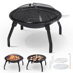 Keplin Portable Folding Fire Pit with Lid, Durable Steel Firepit for Outdoor use & BBQs, Collapsible Outdoor Fire Pits for Campervan Trips, Easy-to-Use Fire Pits for Garden Warmth & Ambiance