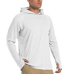 TACVASEN Men's Sun Protection Hoodie UPF 50+ UV Long Sleeve T-Shirts with Hood Sports Tops Outdoor Hiking Shirt White