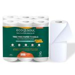 ECO SOUL [2 Ply, 360 Pulls] Tree-Free Kitchen Paper Towel | Pack of 6 (60 Pulls Per Pack) | Soft & Highly Absorbent | Eco Friendly, Natural, Biodegradable | Everyday Kitchen Paper Towel