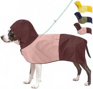 AOKOWN Waterproof Dog Raincoat with Hood, Extended Coverage Rain Jacket for Large Dogs, Wind-Resistant Secure Fit with Leg Straps, Reflective, Leash Hole, Easy Hook & Loop Fastener On/Off, Pink, XXL