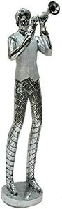 Sassy Home Silver Electroplated Tall Musician with Sparkle White Waistcoat Playing Trumpet, one Colour, 73 x 27 x 19cm