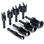 Eyech 8Pcs Wood Plug Cutter, Carbon Steel Straight and Taper Claw Drill Bit Set Woodworking Hole Saw Cutting Tool 1/4" 3/8" 1/2" 5/8" (Metric 6mm 10mm 13mm 16mm)