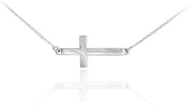 925 Sterling Silver Cute Pendant Sideways Cross Necklace (16 Inches)