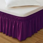 MEILA Queen Bed Skirt, Wrap Around Ruffle Bed Skit for Queen Beds with 16 inch Drop, Elastic Dust Ruffles Easy Fit Wrinkle & Fade Resistant, Purple