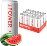 Tru Power Seltzer, BCAA Pre Workout Drinks with Green Coffee, Watermelon Fruit Juice Flavored Sparkling Water, 100 mg Natural Caffeine, Kosher, Gluten Free, Vegan, Low Calories, No Sugar Added Beverages, 12oz (Pack of 12)