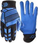 VEASAERS Football Gloves Adult Youth Upgrade Silicone High Non-Slip Grip Flexible Lightweight Receiver Glove Adults Sizes for Men Women Kids Boys (Youth Medium, C-Blue)